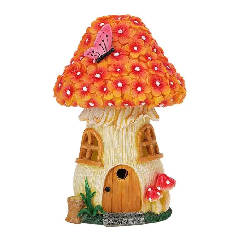 

Solar Mushroom Lights Solar Lights Set with Slower Modes for Garden Cute Resin Mushroom House Fairy Lights for Yard Patio Lawn