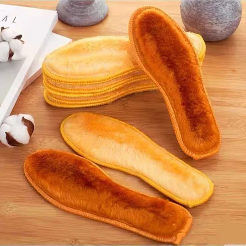 Winter Cashmere Proof Shock Absorption Thermal Insole for Thickened Cotton Insole Warmth Large Outdoor Snow Plush Insole 10-1