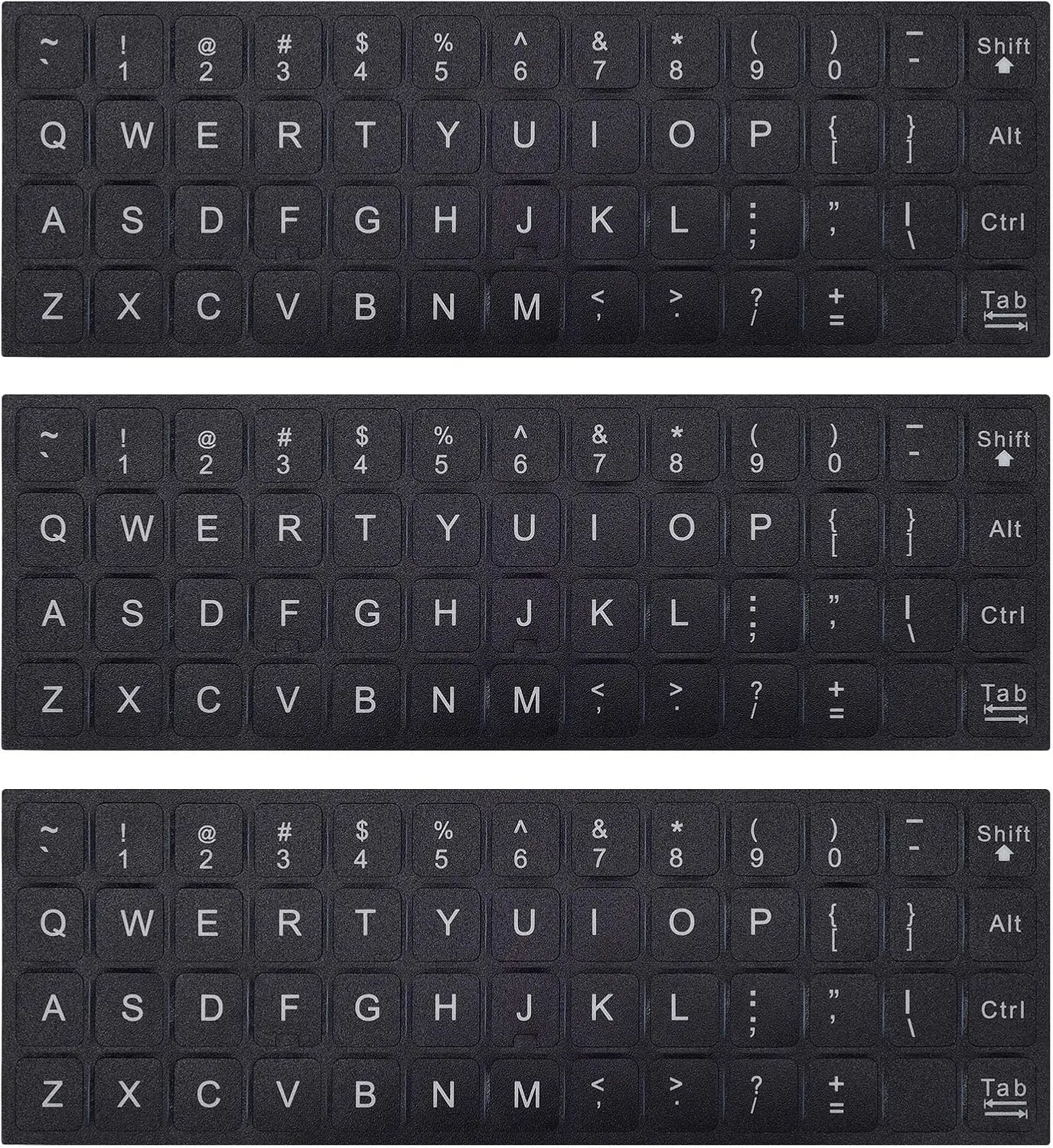 Universal English Keyboard Stickers, Black Background White Lettering for PC Laptop Desktop, 3 Pack