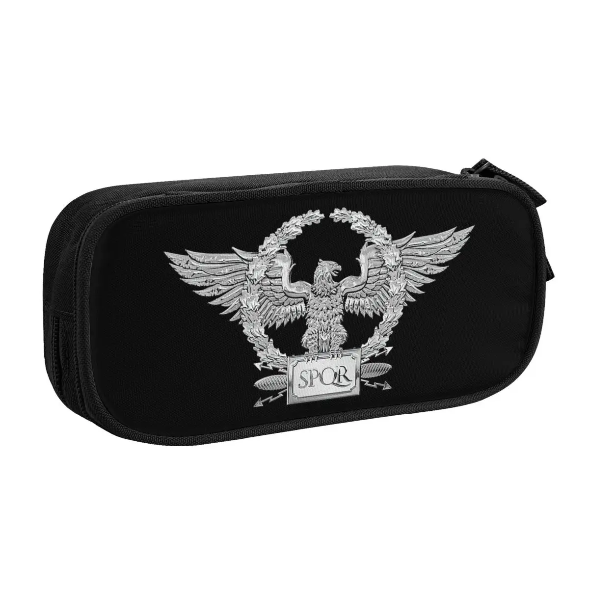 Customized Cute Silver SPQR Roman Imperial Eagle Pencil Cases for Boy Girl Large Capacity Pencil Bag School Accessories