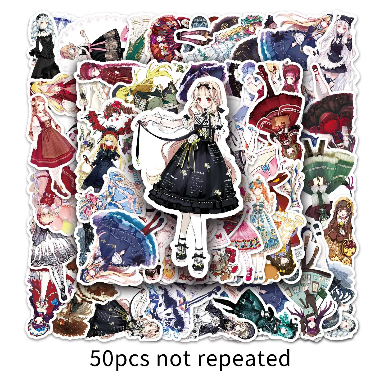 10/30/50PCS Cartoon Lolita Girl Sticker Graffiti iPad  Mobile Phone Luggage Car Guitar Ins Wall Sticker Toy Decoration Wholesale