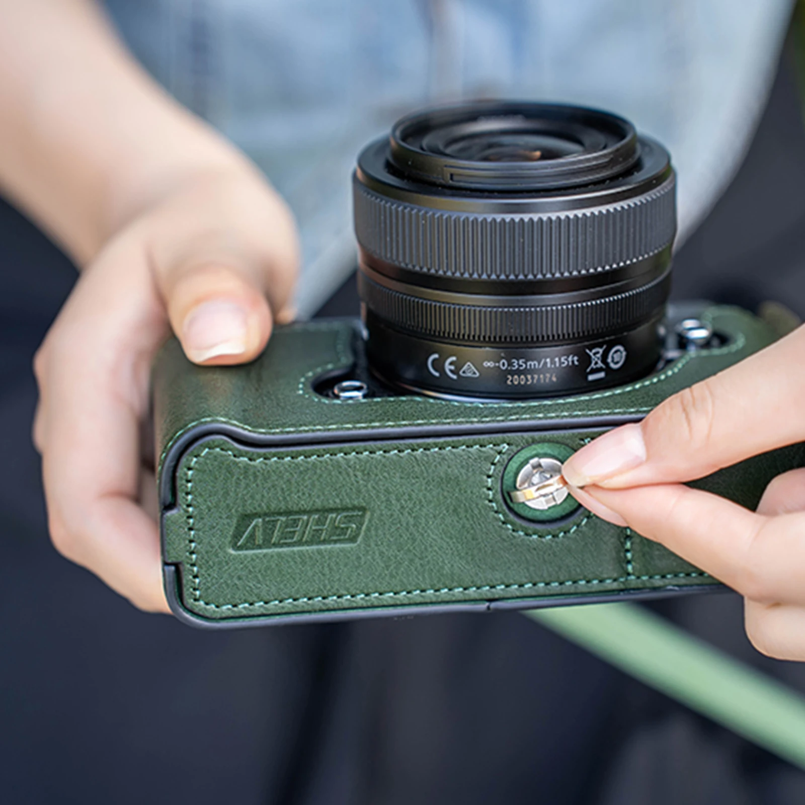 Prawdziwa skórzana torba pół obudowy na aparat Nikon Zf Retro okładka retro ręcznie robiona w stylu Retro wysokiej jakości brązowa czarna zieleń