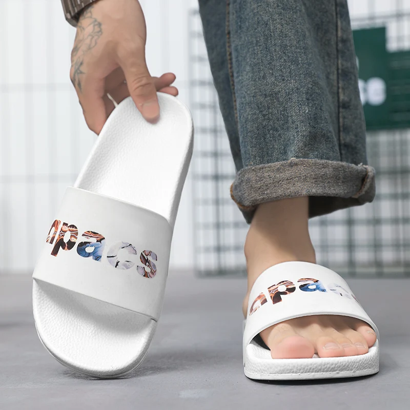 Summer Men Slippers Trend Print Slides Outdoor Clogs Beach Slippers Flip Flops Male Casual Indoor Home Slides Bathroom Shoes 45