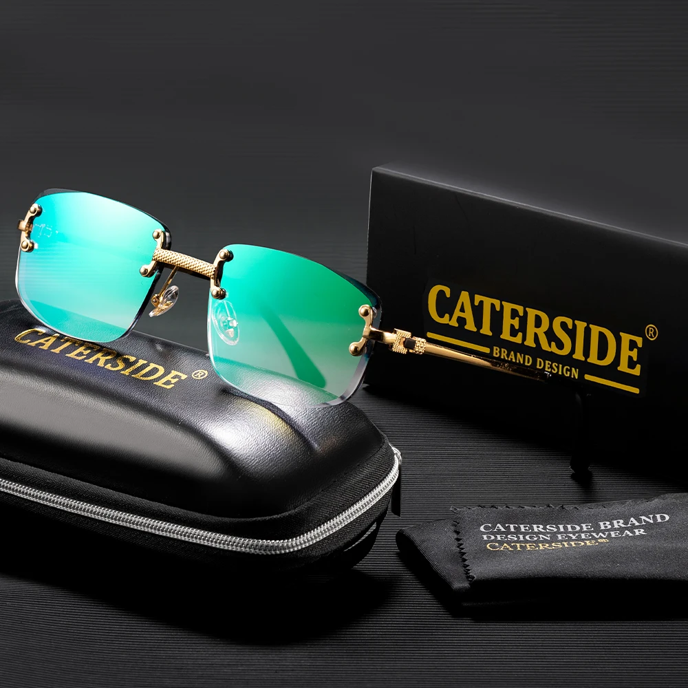 CATERSIDE Mode Rahmenlose Sonnenbrille Männer Frauen Luxuriöse Party Im Freien Sonnenbrille Metall Rahmen Spiegel Gradienten Objektiv Brillen – Detail 5