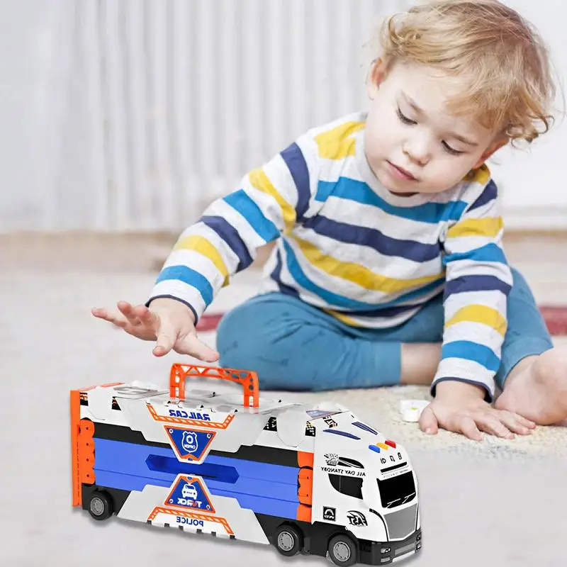 Transport Truck Toy Carrier Truck Toys Set For Kids Race Track And 18 Toy Cars Racing Car With Lights & Sounds Truck Toy For Boy