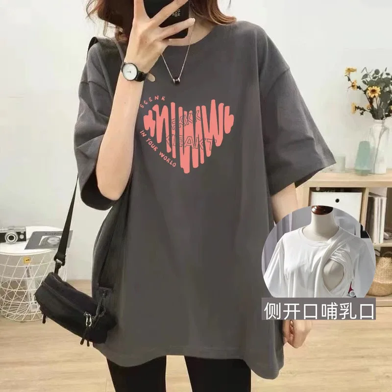 女性の授乳用-t-シャツ-マタニティ用-スプライス授乳用-ブラック-授乳用シャツ-トップス-t-シャツ-授乳服-wt021