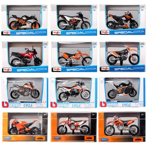 1/18 スケール Maisto KTM 450 SX SXF EXC レーシング RC 8C RC390 690 SMC R 640 デューク II ラリーオートバイモデルダイキャストダートバイク車両