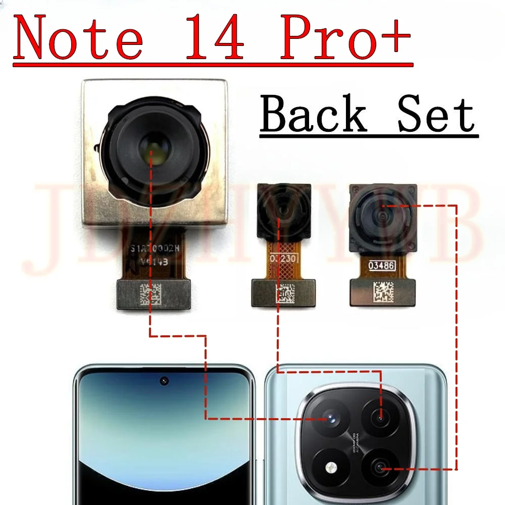 Front Rear Camera For Xiaomi Redmi Note 14 Pro+ 5G Frontal Selfie Backside Wide Back Facing Main Camera Module Flex Cable Parts