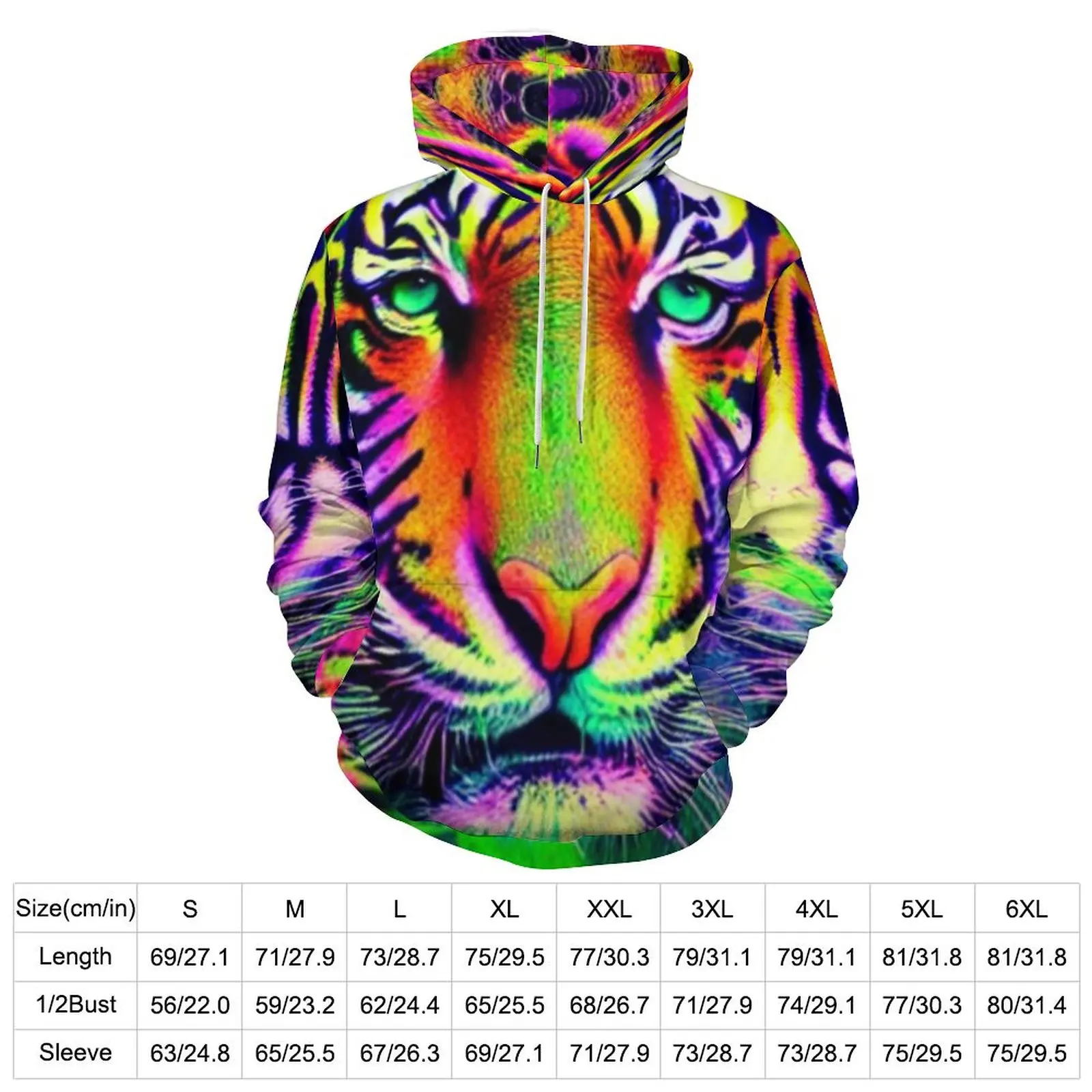 Colorful Tiger Print Casual Hoodies African Animal Pretty Hoodie Womens Long Sleeve Streetwear Custom Loose Oversized Clothing