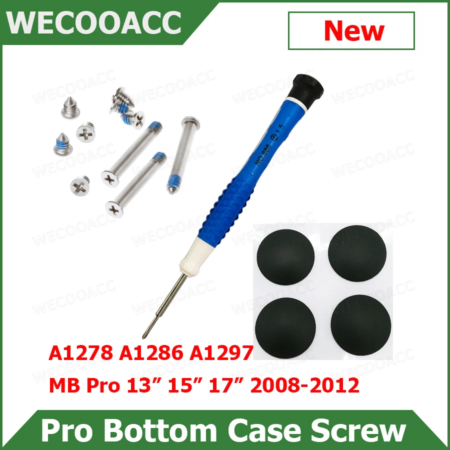 New Bottom Case Screw + Rubber Feet + Screwdriver For Macbook Pro 13