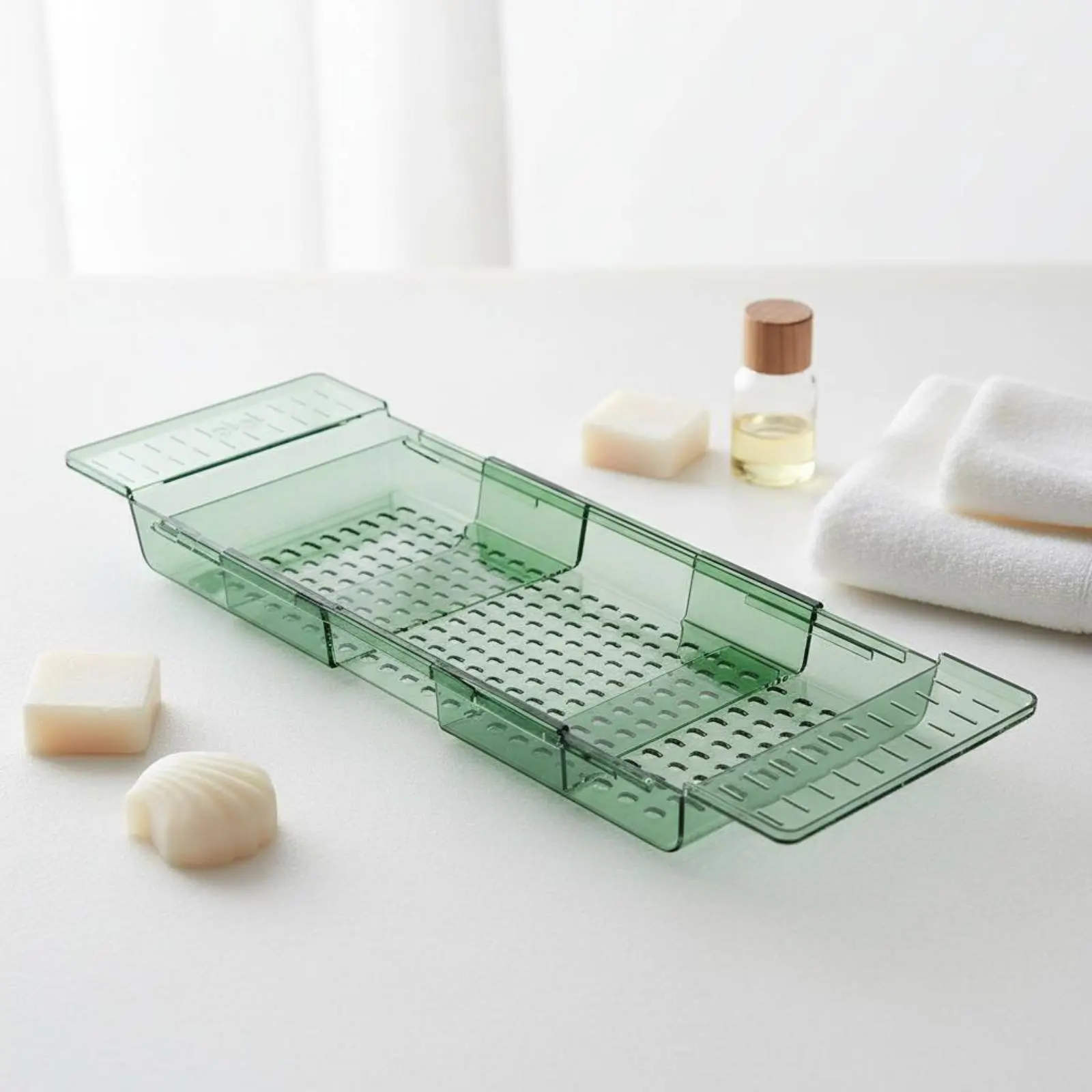 Extendable Bathtub Tray Quick Draining Adjustable Bathtub Shelf Transparent Bath Bridge Versatile Bathroom Accessory for Spa