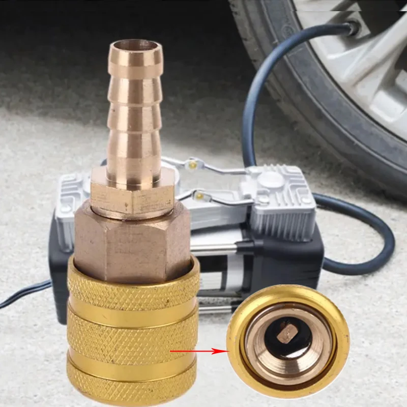 

Tyre Valve Stem Clamp Pump Nozzle Clamp 8mm Solid Brass Quick Connect Inflation Pump Connector Car Repair Accessories