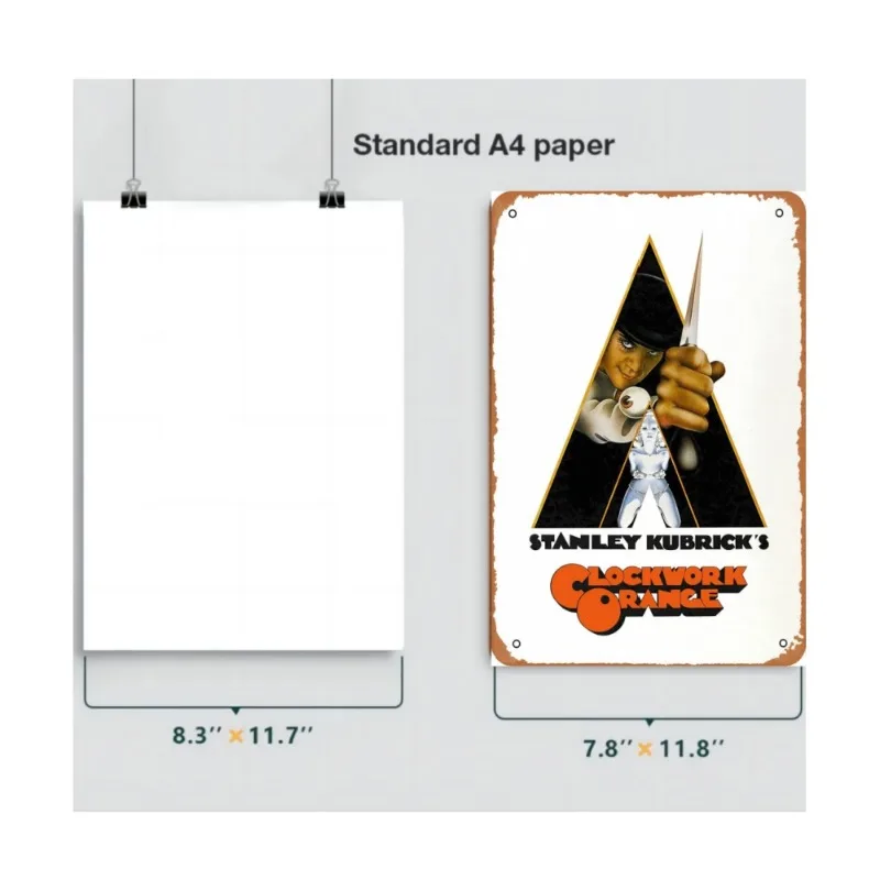Metal Tin Poster Classic Movie A Clockwork Orange Metal Tin Sign Plaque Poster for Bar Club Wall Home Vintage Wall Plate Pendant