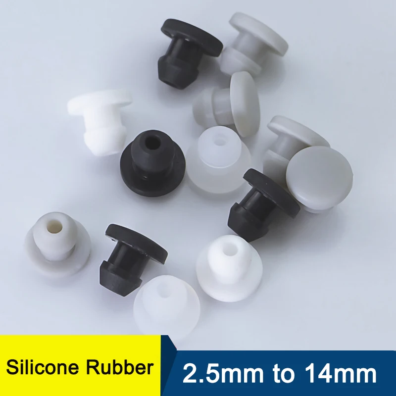 

10pcs Silicone Rubber Hole Caps 2.5mm to 14mm T Type Plug Cover Snap-on Gasket Blanking End Caps Seal Stopper 4 Colours