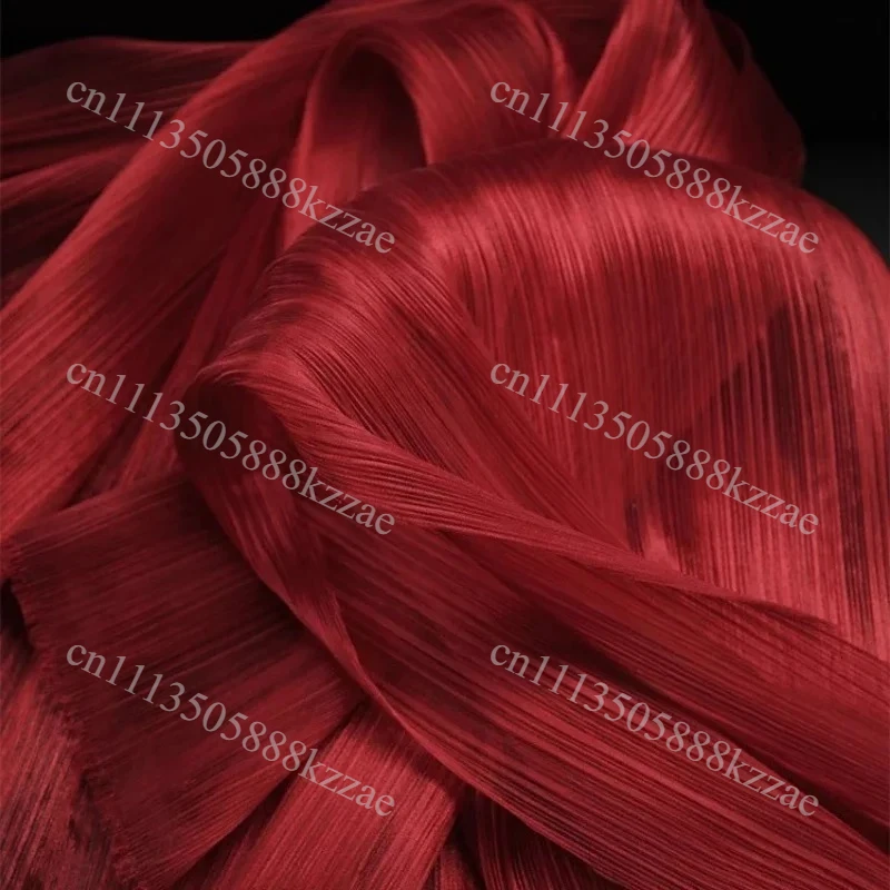 Solid color Bright Pleated Organza Fabric Sew Wedding Dress And Fashion Pleated Mesh Fabrics DIY Shape Stiff Designer Fabrics