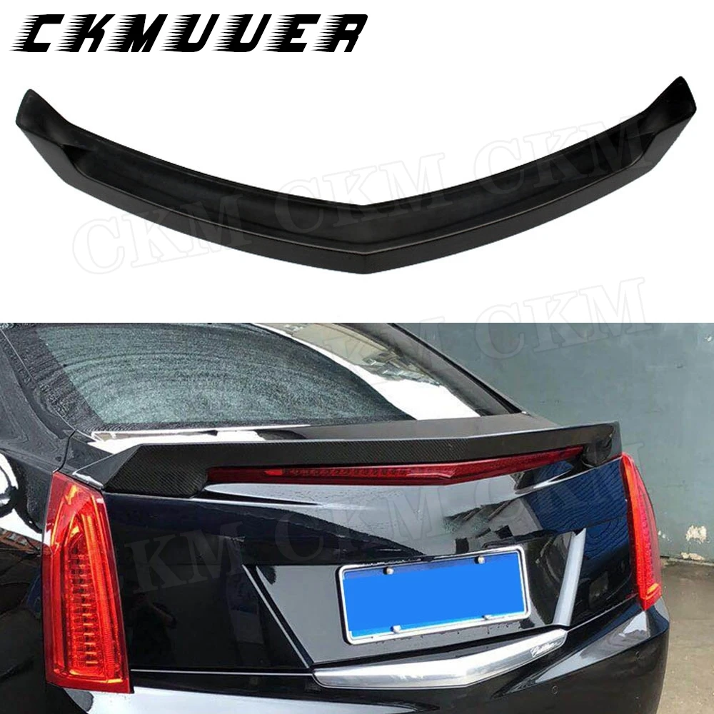 

CKMUUER Carbon Fiber Rear Spoiler for Cadillac ATS Sedan V Style 2015 2016 2017 2018 2019 Bumper Trunk Wing Body Kits