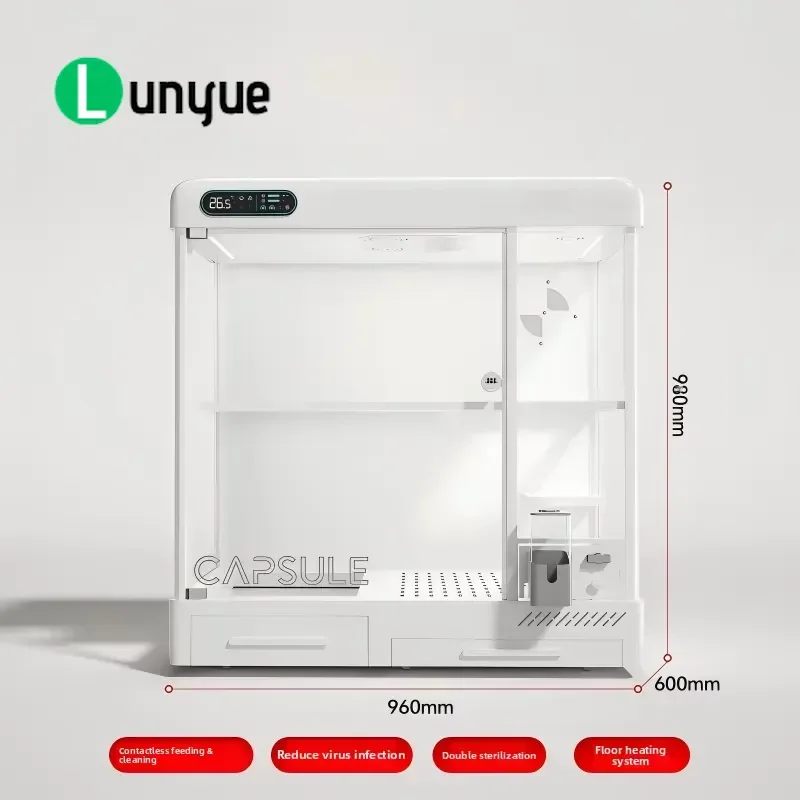 Luxury Modern Solid Wood Pet House Cage Durable Multifunctional Tempered Glass Aluminum Alloy Door For Large Dog Breeds