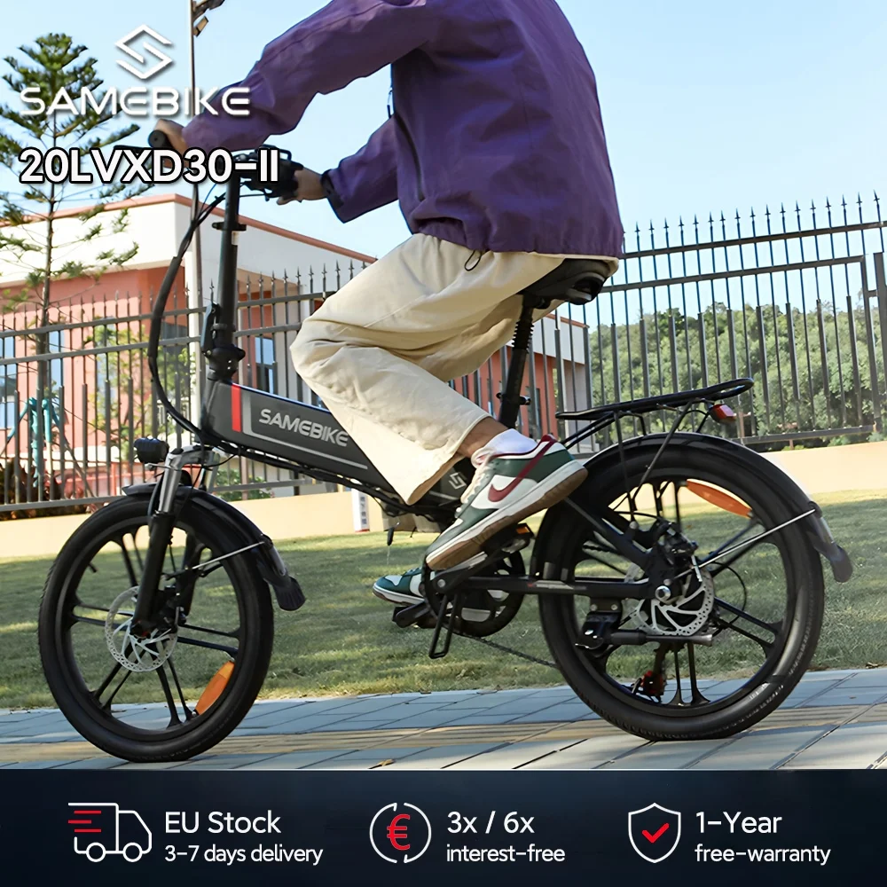 Samebike 20LVXD30-II Bicicletta Elettrica Pieghevole da 20 Pollici per Adulti, Motore 250W, Batteria Rimovibile 48V 10.4Ah, 25km/h e Autonomia 70km
