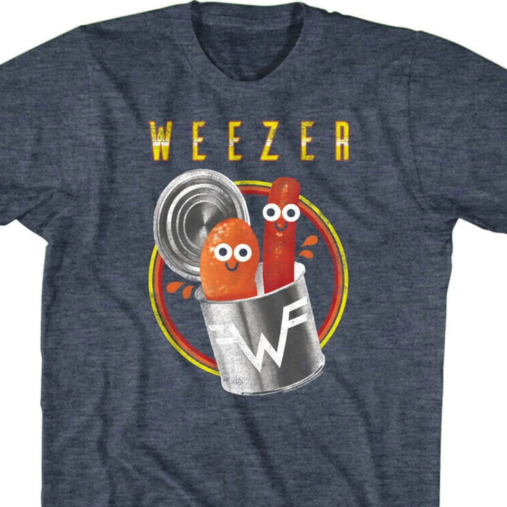 Weezer Shirt Pork and Beans Logo Men's Blue Graphic Tee 90s Alt Rock Band Merch Grunge Music Concert TShirt Tour Gift For Him