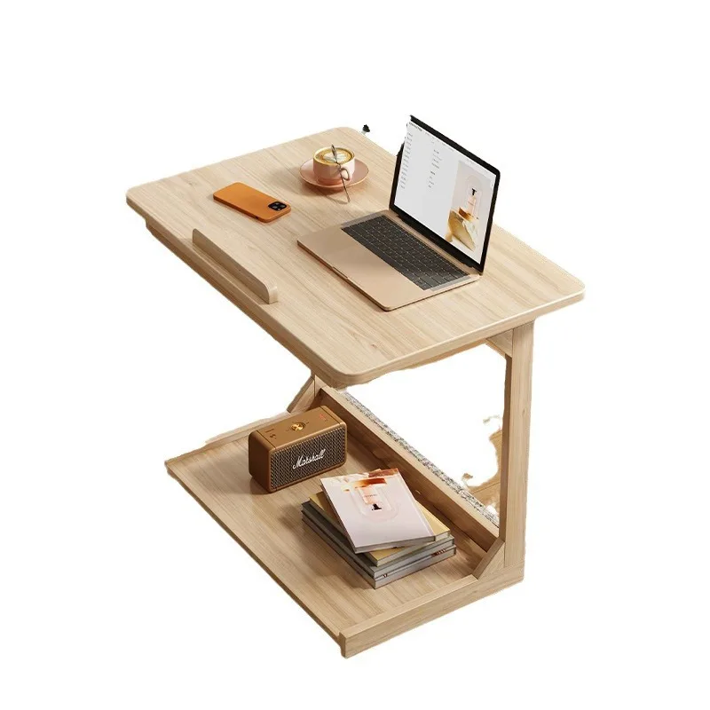 

Solid wood leg computer table removable flip household sofa side foldable simple bedside table
