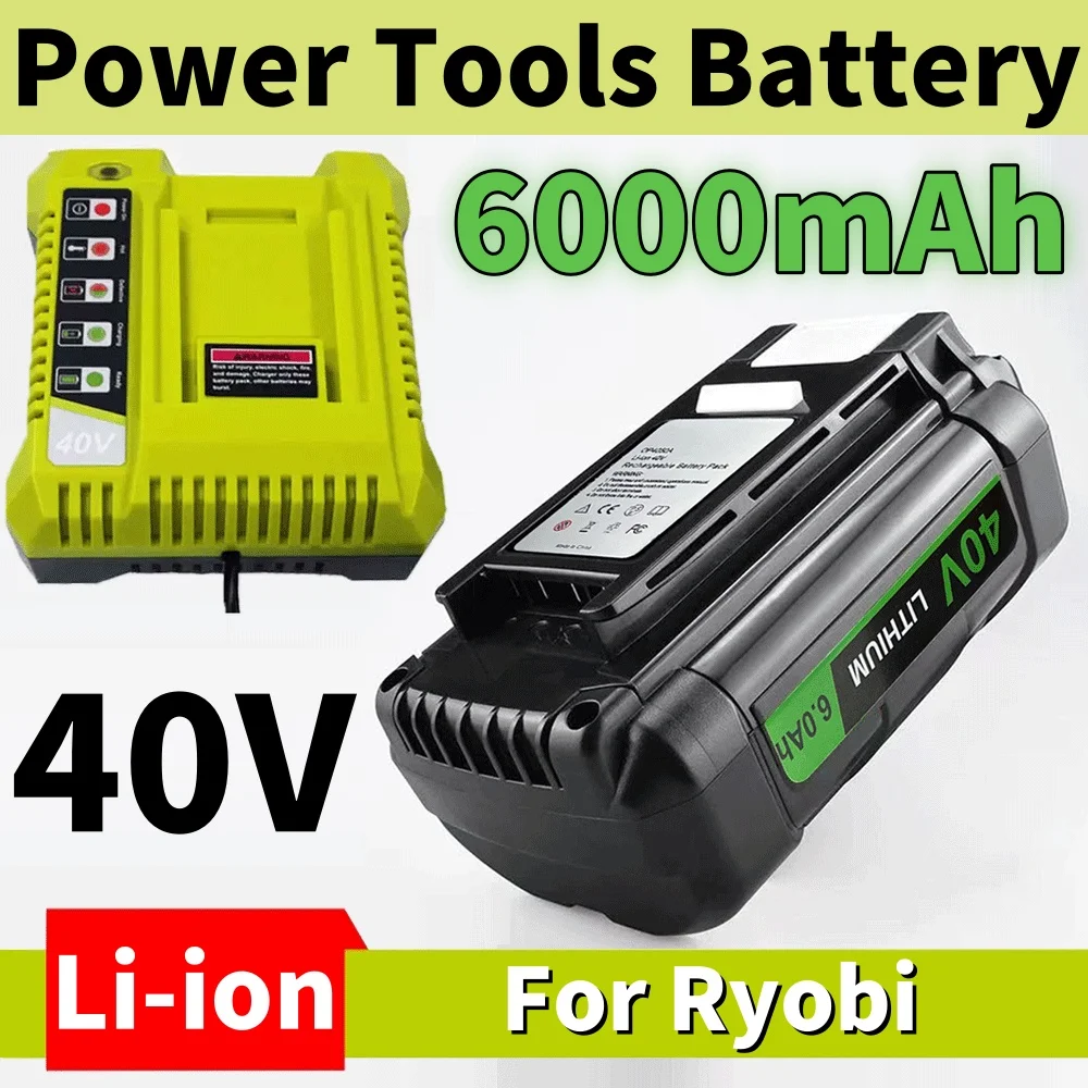 

New 40V 6AH High-Power Lithium Battery, For Ryobi RY40200 Tool Battery OP4050 OP4026 , RY40430,Ryobi Lawn Mower