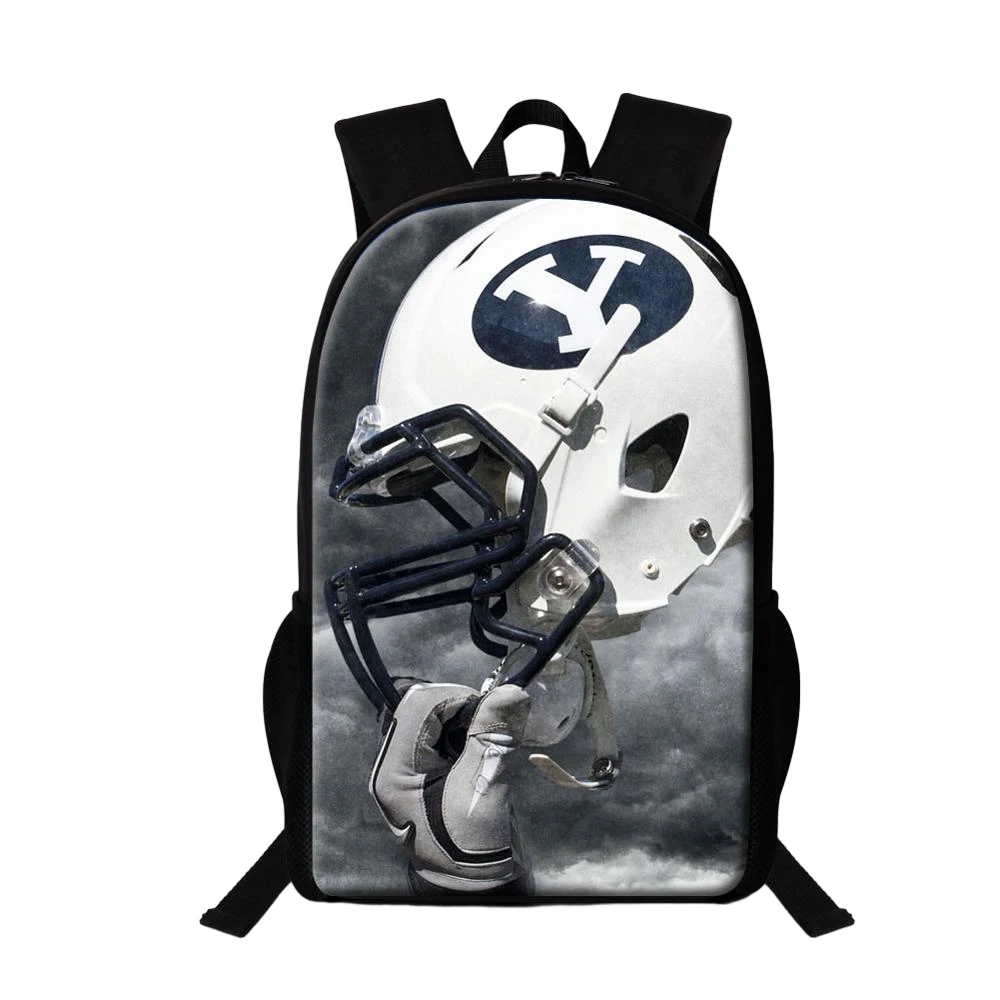 Sac à Dos Imprimé avec Casque de Football Américain Rugby, Cartable d'École Cool et à la Mode pour Enfant et Adolescent