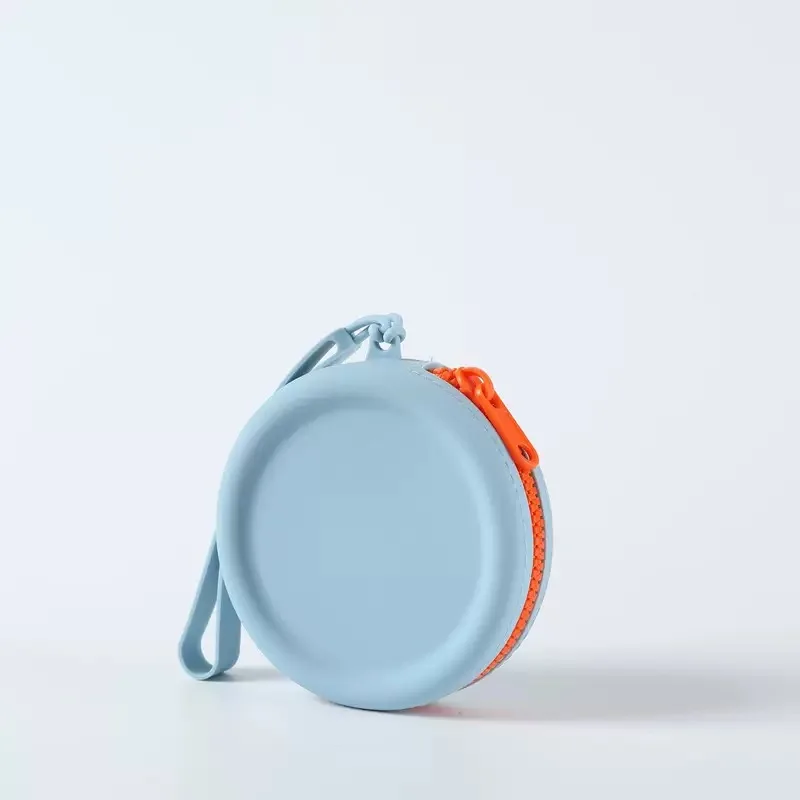 Round Silicone Coin Earphone Makeup Portable Zipper Key Bag 9*9cm