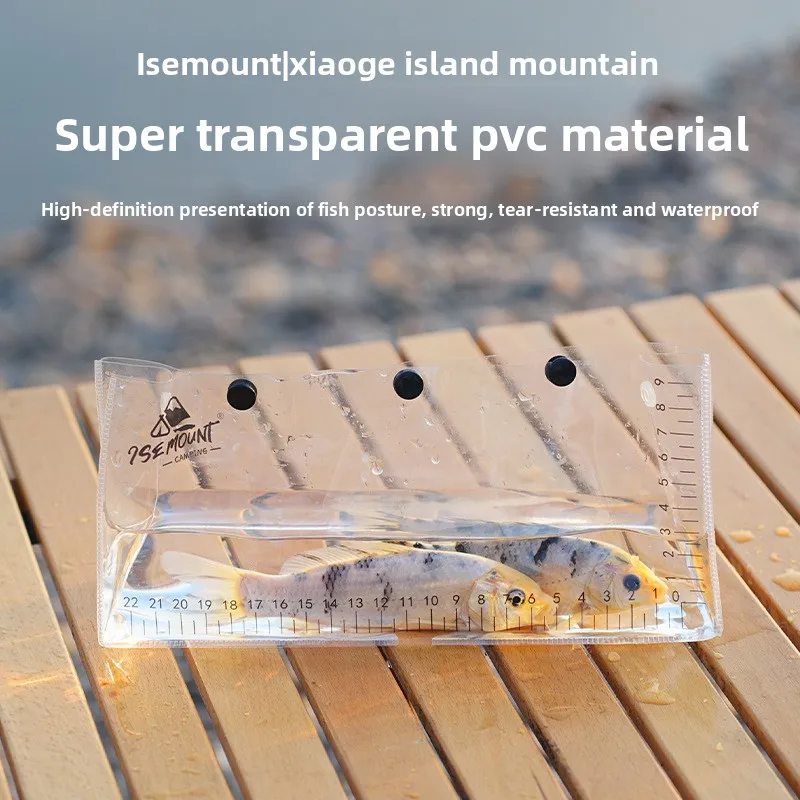 ISE MOUNTOutdoor Lure Fishing Bag for Live Fish Viewing Built in Ruler Foldable Storage Bag Multifunctional Outdoor Fishing Gear