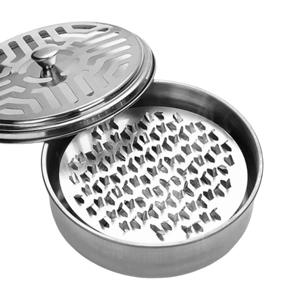 Safe Stainless Steel Mosquito Coil Tray Fireproof Anti-scalding Mosquito Coil Holder Serrated With Lid Mosquito Coil Box Bedroom