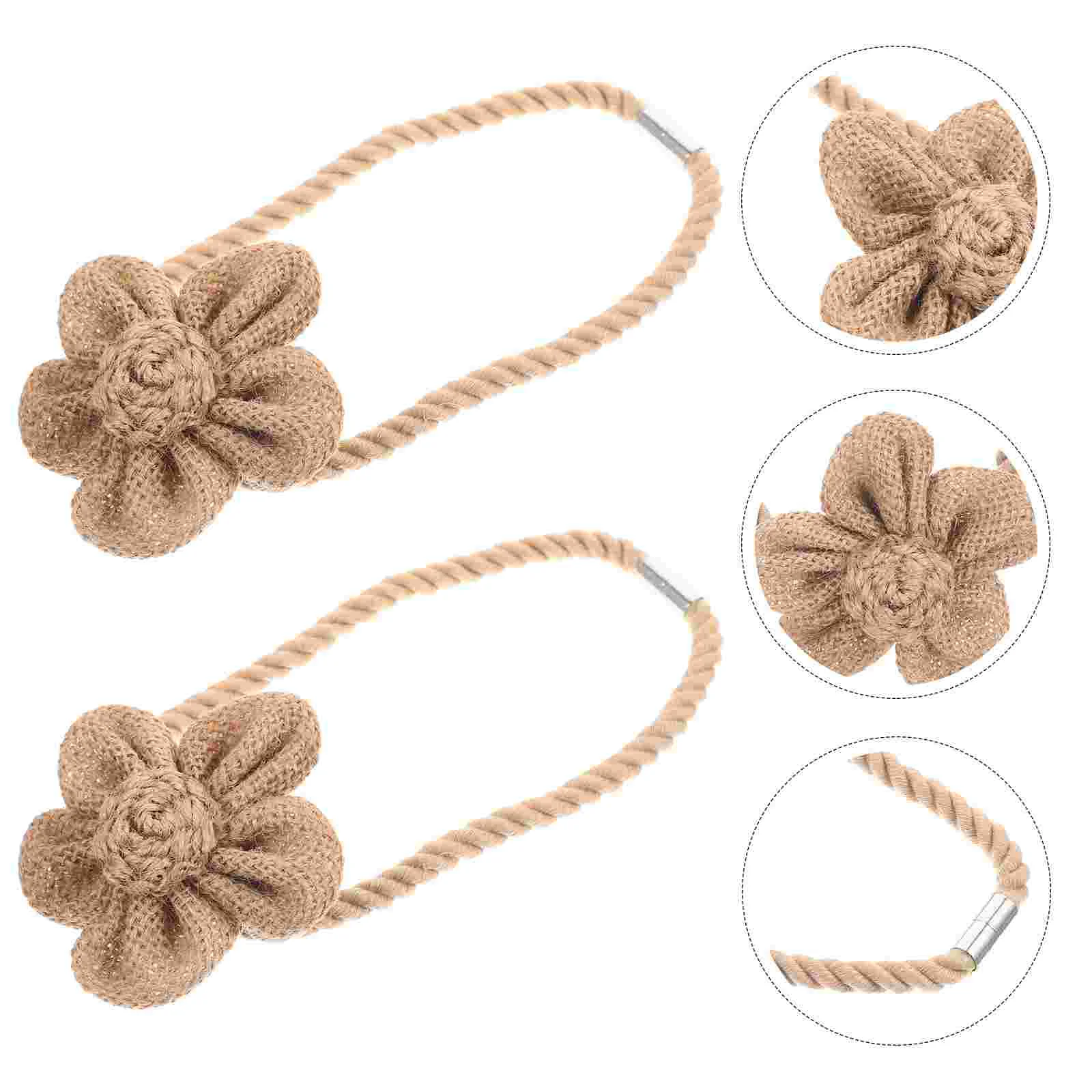 2 Pcs Window Coverings Curtain Magnetic Straps Holders Rope 415X73CM Tiebacks Coffee Curtains Holdback Buckle