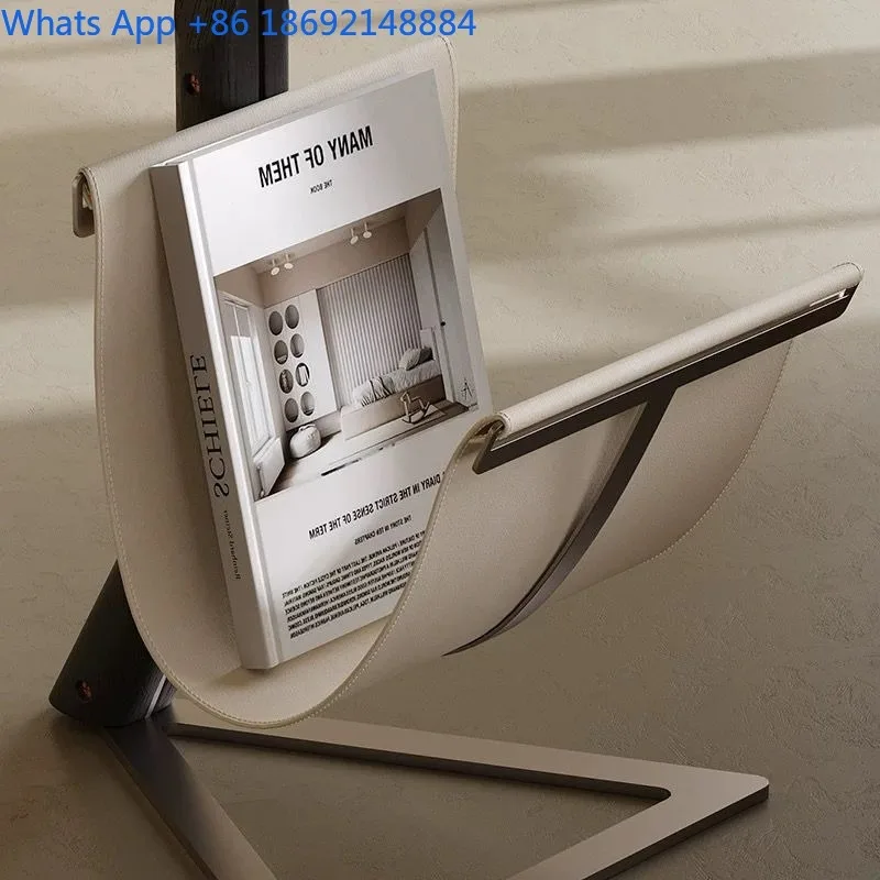 Stainless Steel Italian Saddle Leather Corner Table Living Room Creative Sofa Side Table Modern Minimalist
