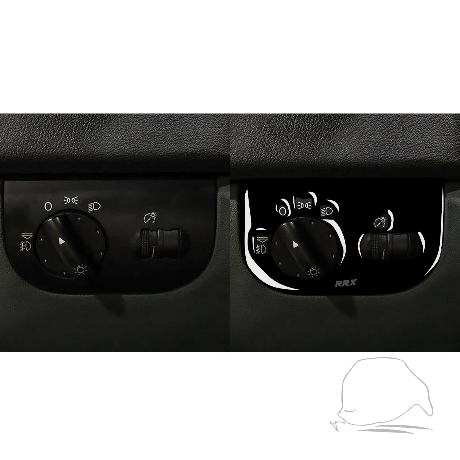 For Audi TT 8N 2001 2002 2003 2004 2005 2006 Accessories Car Interior Headlight Switch Panel Sticker Gloss Black Plastic