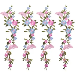 1Pc Rose Flower Butterfly Embroidery Patch Appliques Iron-on Badge Stickers For Clothes Dress Pants Sewing Accessories