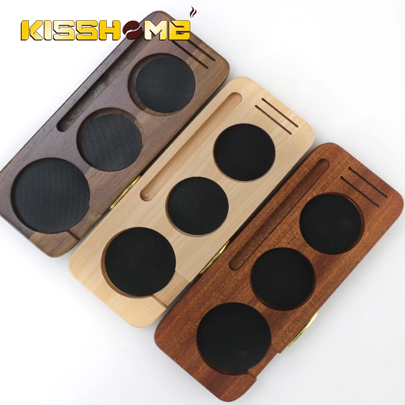 Coffee Tamper Mat Station Stand Portafilter Holder Support Base Rack solid Wood For 51MM 54MM 58MM Barista Espresso Accessories