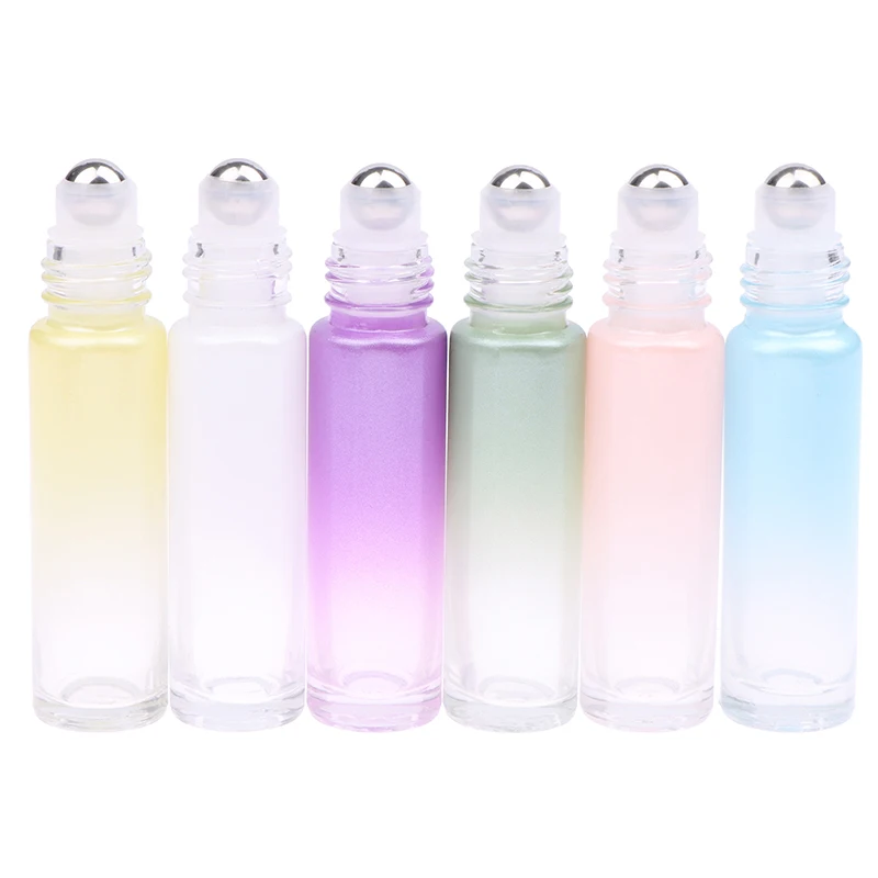 Glass Roll On Bottles 10ml Gradient Color Empty Bottle Roller Ball Bottle For Essential Oil Travel