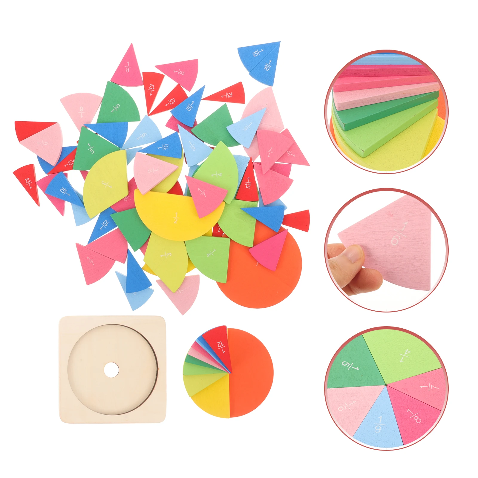 Juguetes de fracción para niños, bandejas de números de madera para aprendizaje temprano, contadores de matemáticas para educación cognitiva, embalaje de regalos divertidos y prácticos