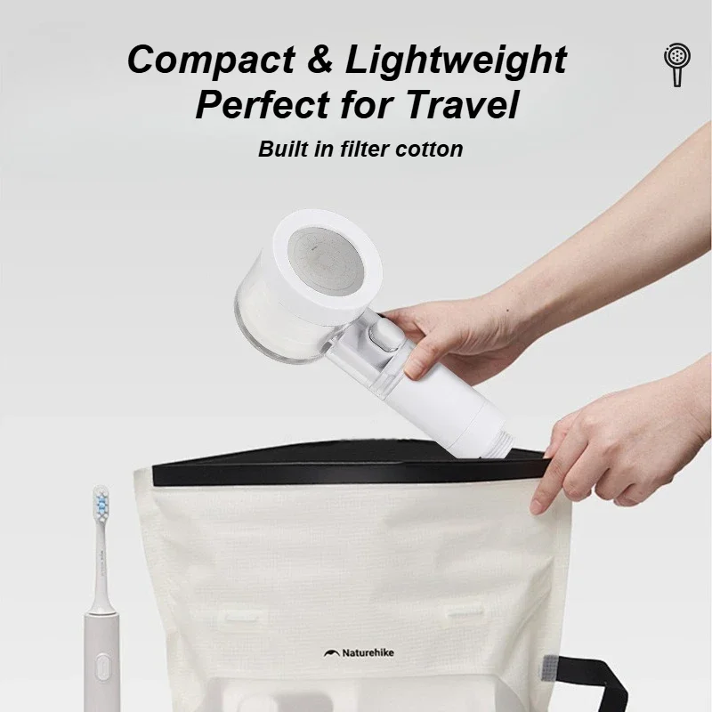 Portable Handheld Shower Head High Pressure Water Saving Filtered Shower Nozzle for Travel Home Bathroom