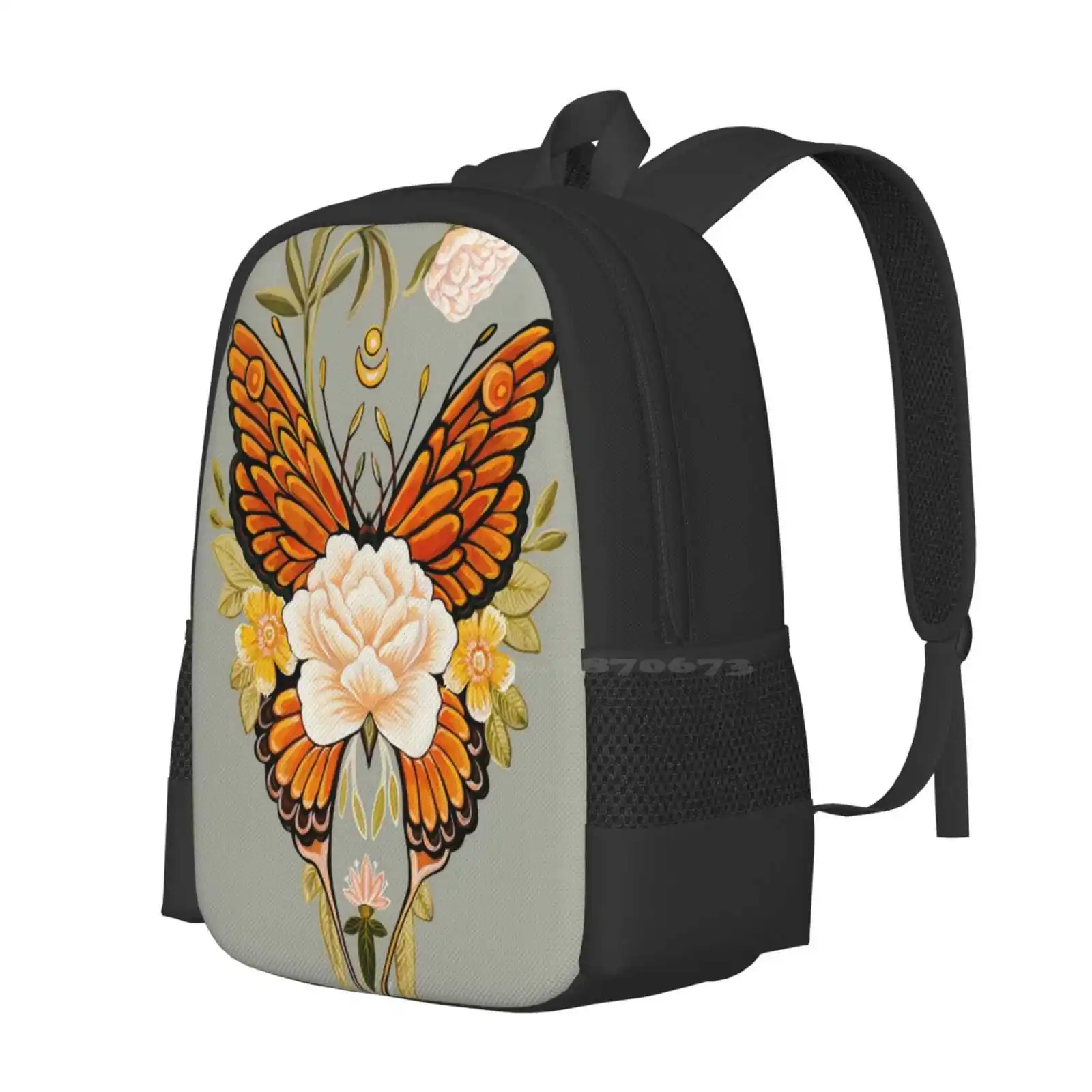 Tattoo Butterfly Peonies Hot Sale Schoolbag Backpack Fashion Bags Tattoo Butterfly Flower Peonies Vintage Retro Floral Botanical