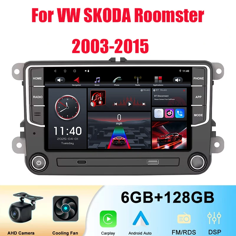 

7'' Car Stereo Radio For VW SKODA Roomster 2003-2015 Wireless Apple Carplay Android 13 Auto Head Unit Camera Canbus GPS WIFI BT