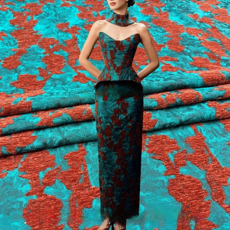 

Винтажная плюшевая жаккардовая дизайнерская ткань из синели, осенне-зимний комплект плотного платья, модная одежда, ткань для шитья своими руками