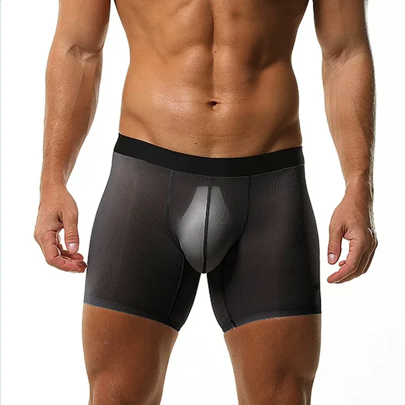 

hot Men's Ice Silk Sports Underwear Boxers Men's Traceless Running Quick Drying Extended Crotch Summer Shorts Thin A812