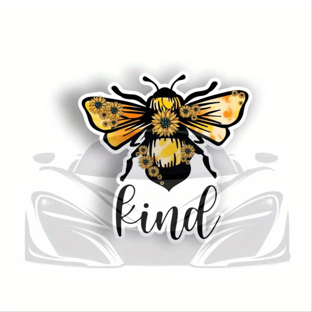 Colorful Sunflower Bee Be Kind Waterproof Self Adhesive Vinyl Sticker Decal For Car Laptop Waterproof Stickers For Decorating Ca