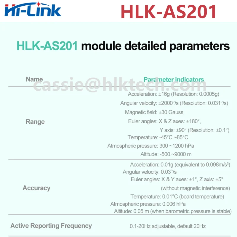 Hi-Link New HLK-AS201 OTA Ten-axis attitude sensor module BLE5.1 wireless transmission digital filtering technology UAV