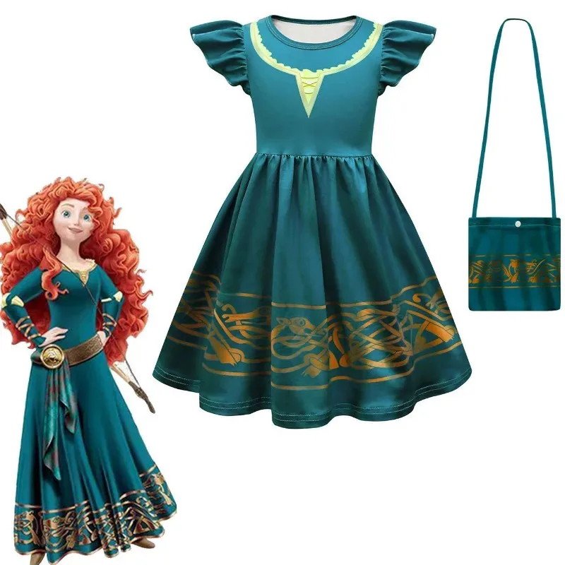 l2025l Halloween Hot Movie Brave Merida Costume for Girls Halloween Princess Dress Wig Kids Carnival Fantasia Children Xmas Part