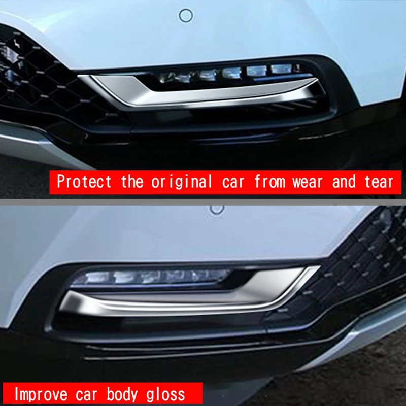 For Honda HRV HR-V Vezel 2021 2022 Car Chrome Front Bumper Lower Grille Trim Strips Fog Light Cover Trim