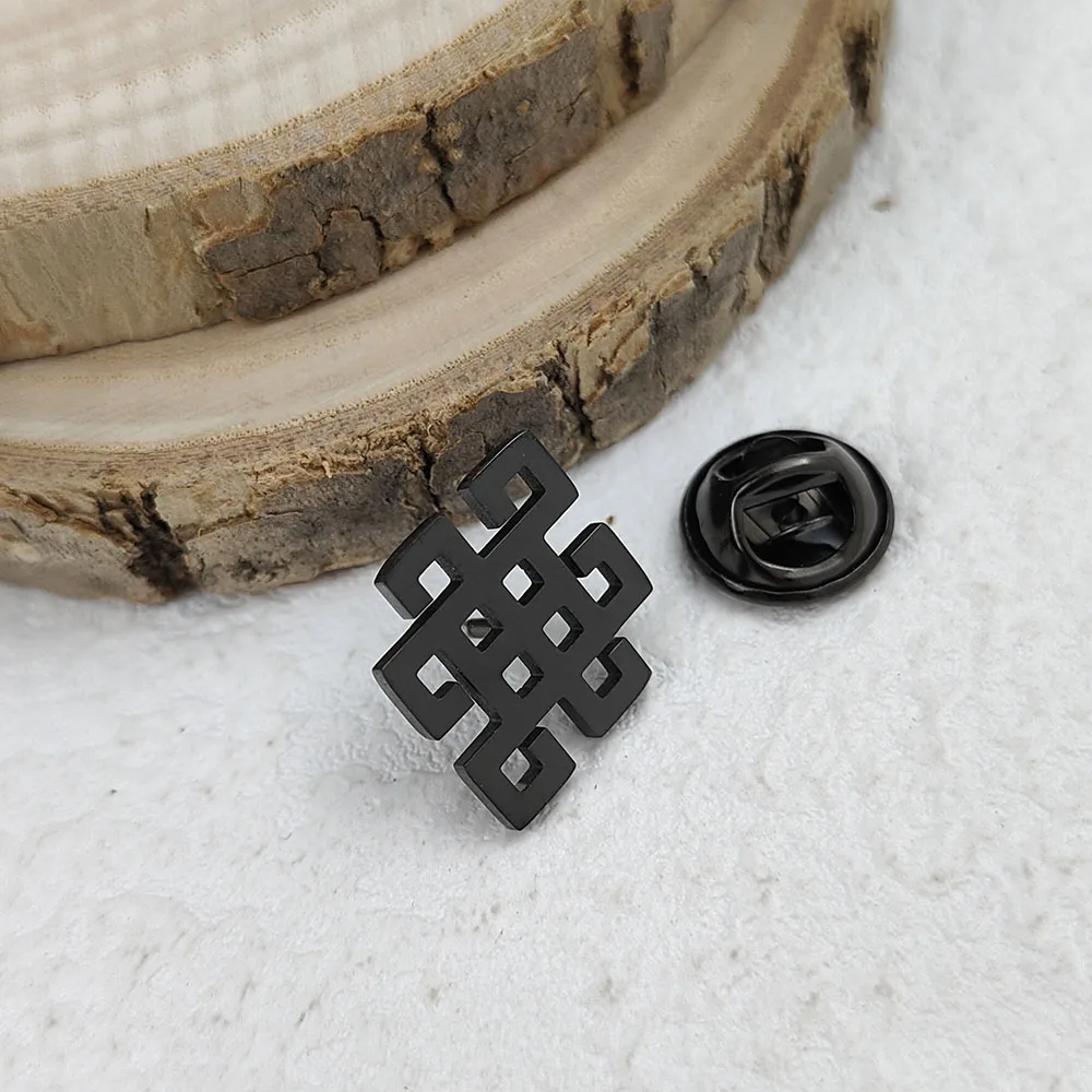 Men's Punk Brooch, classic Chinese knot symbol Stainless steel Badge Pin Brooch on Gothic pair accessories - Image 4