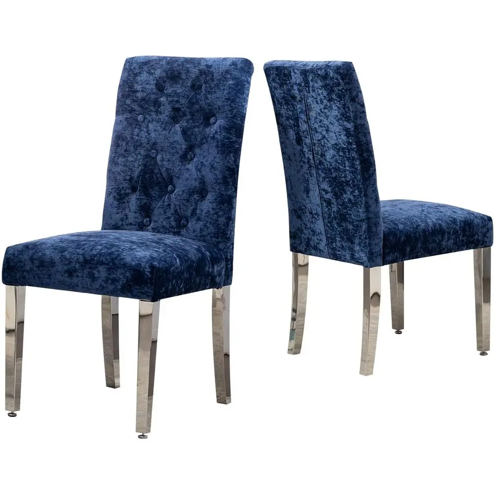 

Luxury Chenille Fabric Dining Chairs, Tufted Accent Chairs with Stainless Steel Legs and S-Shaped Springs for Kitchen, Living Ro