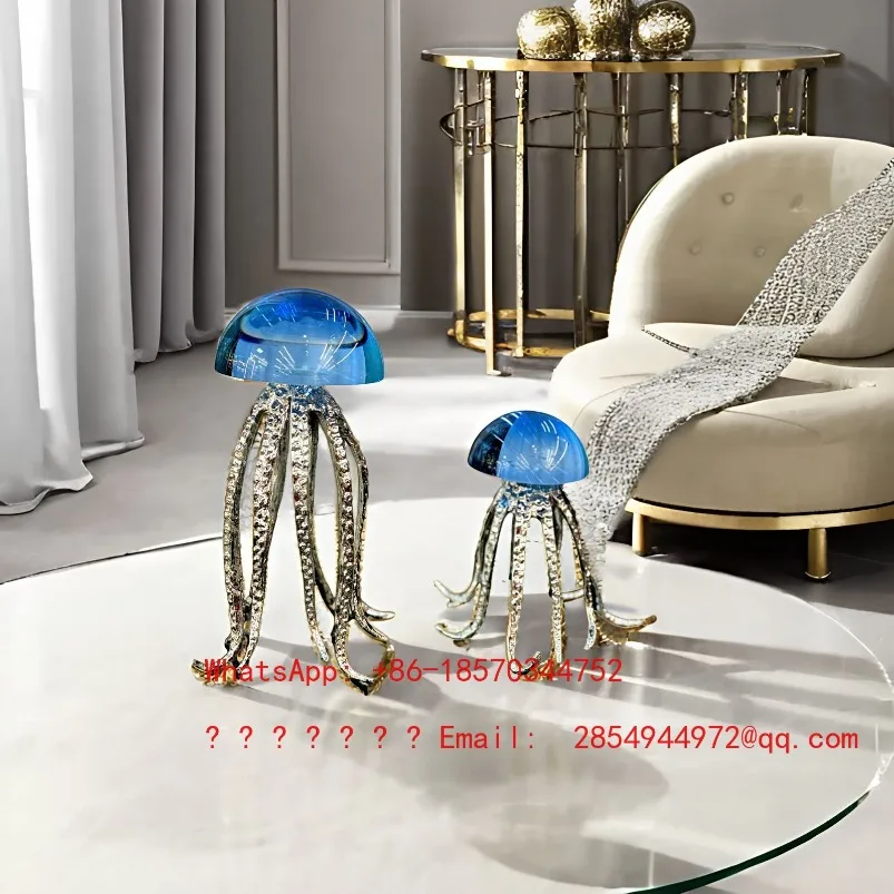 Light Luxury Crystal Jellyfish Ocean Art Theme Ornament Soft Decoration