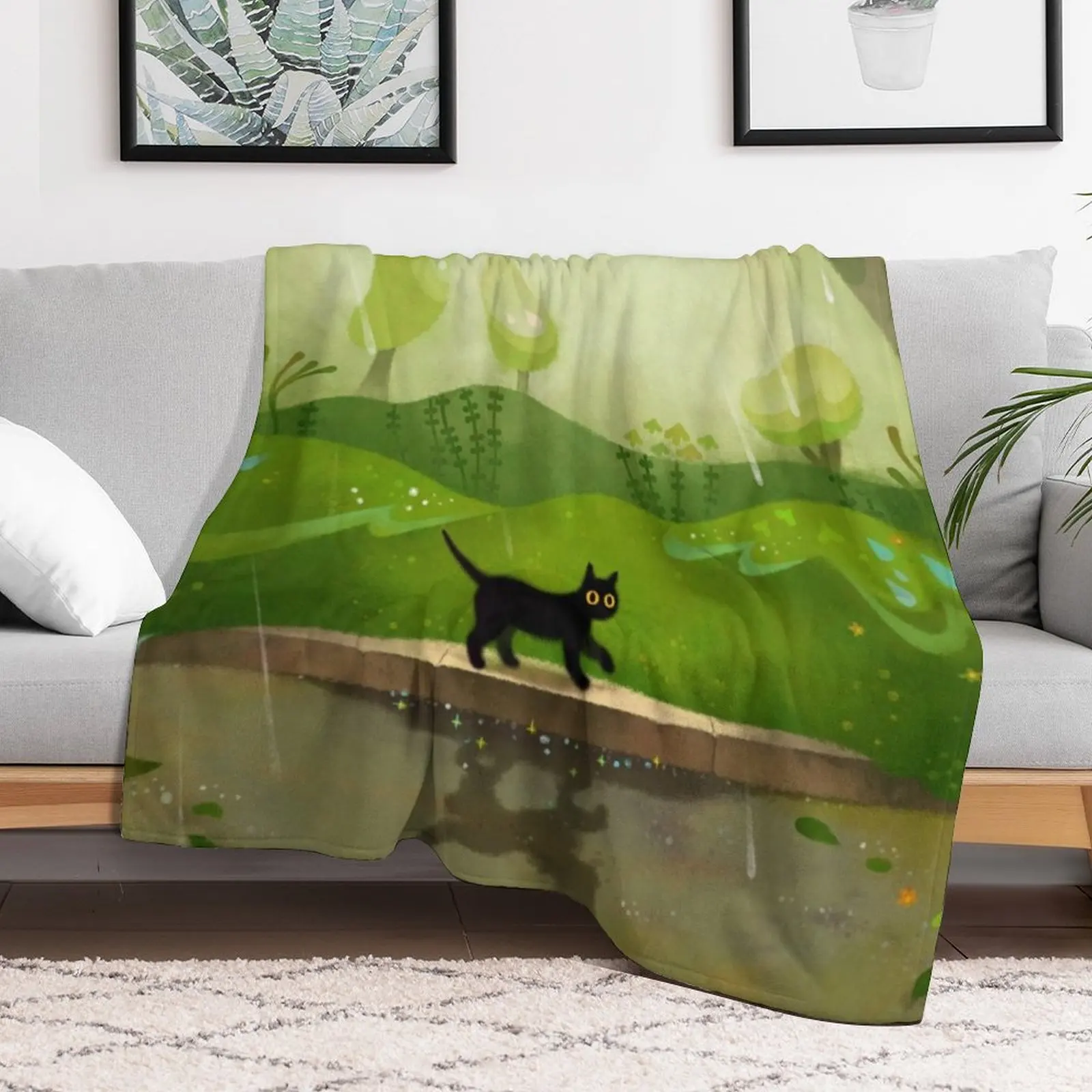 Kitty on a rainy day Throw Blanket Baby Luxury Brand Decorative Sofa warm for winter Blankets