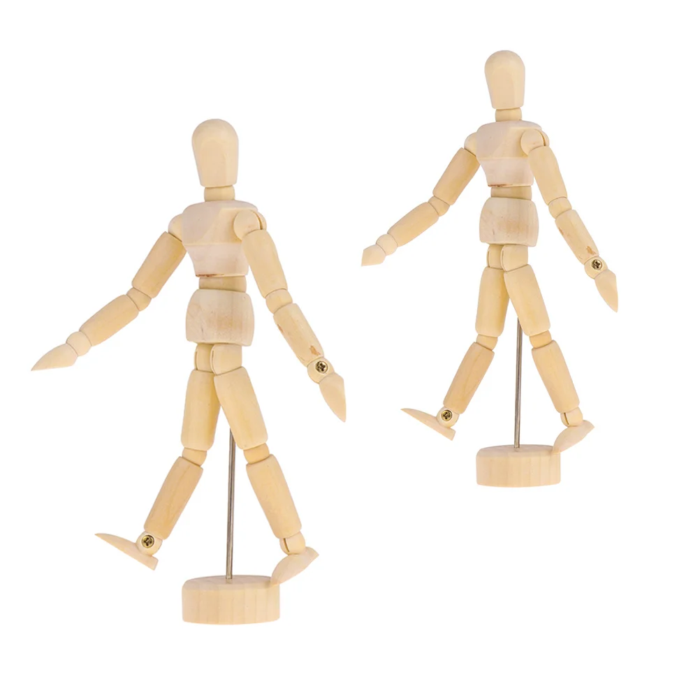 

2 Pcs 11 4cm 20cm Wooden Unfinished Figure DIY Blank Robot Models Craft Painting Mannequin Small H